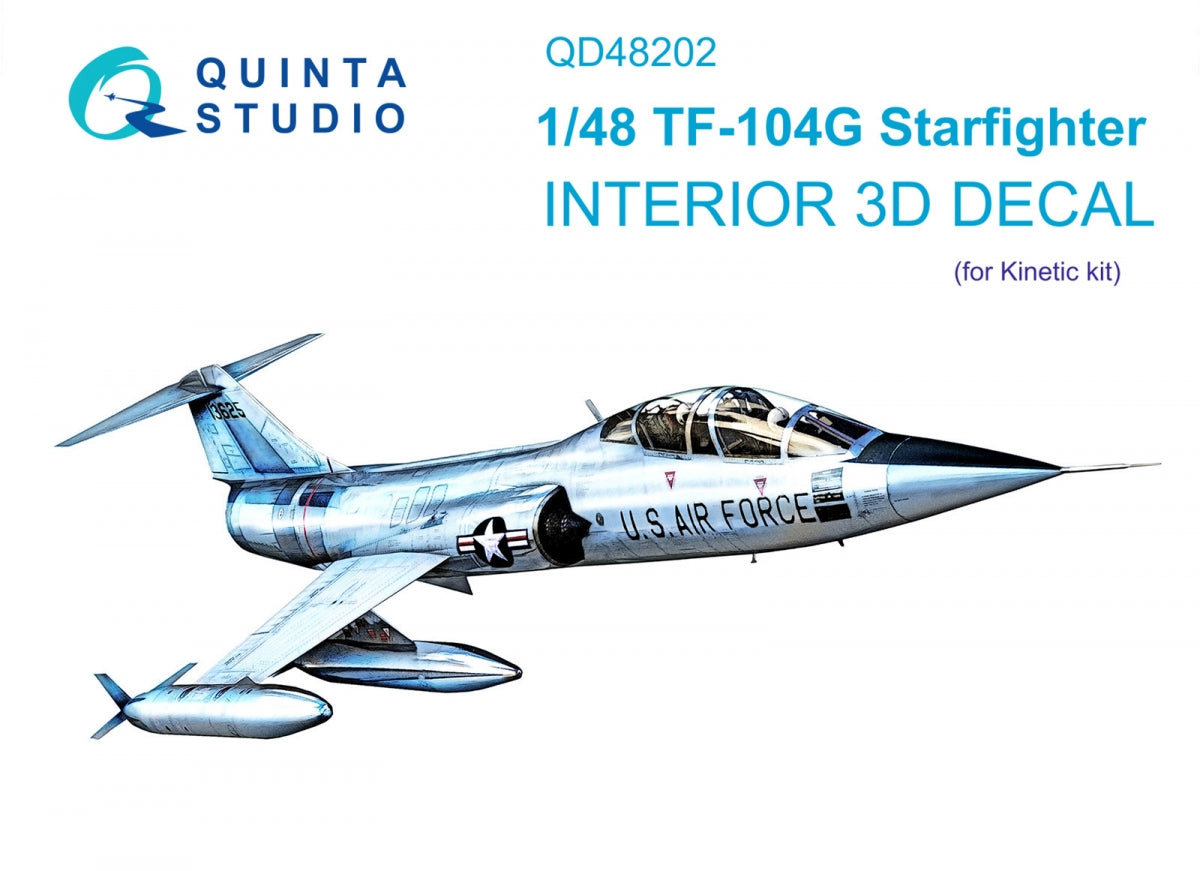 Quinta Studio QD48202 TF-104G 3D-Printed colored Interior on decal paper (Kinetic) 1/48