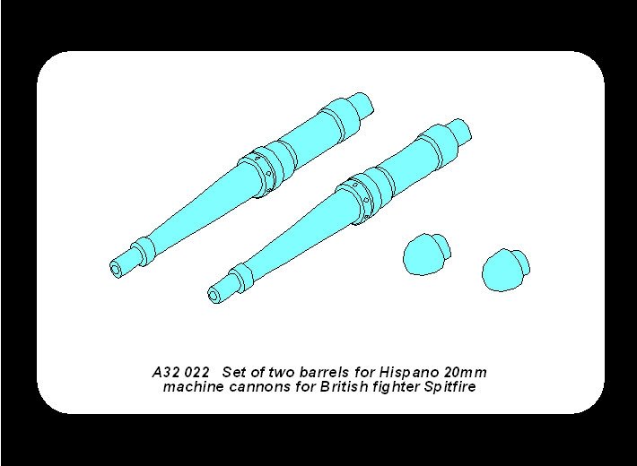 Aber A32022 Set of two barrels for Hispano 20mm machine cannons for British fighter Spitfire 1/32 – immagine 4