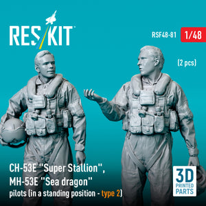 RESKIT RSF48-0081 CH-53E &amp;quot;Super Stallion&amp;quot;, MH-53E &amp;quot;Sea dragon&amp;quot; pilots (in a standing position - type 2) (2 pcs) (3D Printed) 1/48 – image 2