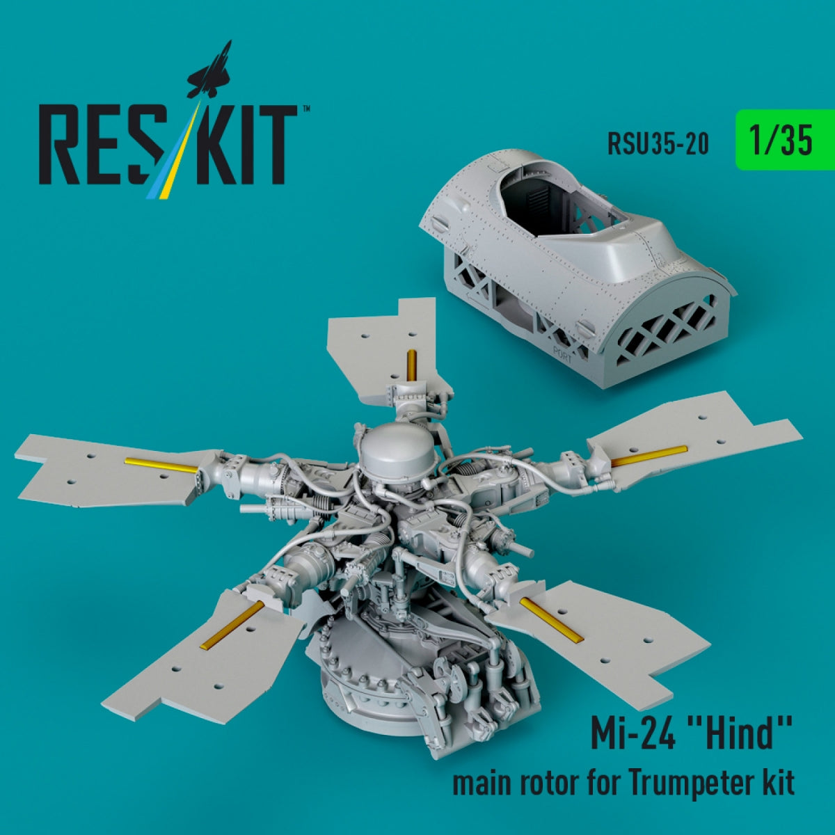 RESKIT RSU35-0020 Mi-24 &amp;quot;Hind&amp;quot; main rotor for Trumpeter kit (3D Printed) 1/35 – imagen 2
