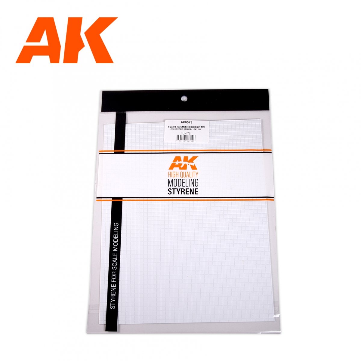 AK Interactive AK6579 BRIQUE DE PAVAGE CARRÉE GRANDE FEUILLE DE 5 MM / 0,196 245 X 195MM / 9,64 X 7,68 PO FEUILLE DE STYRÈNE TEXTURÉE – 1 UNITÉ – image 2