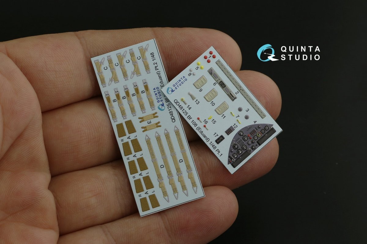 Quinta Studio QD48125 Bf108 3D-Printed &amp;amp; coloured Interior on decal paper (Eduard) 1/48 – immagine 11