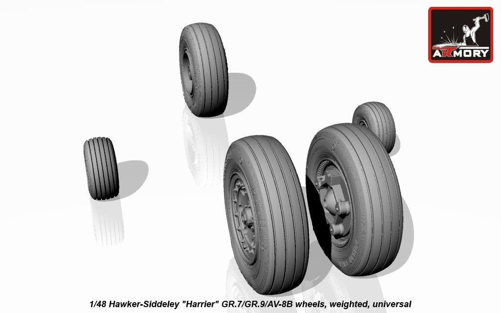Roues avec pneus lestés pour Hawker-Siddeley Harrier GR.7/GR.9/AV-8B (Armory Models AW48405) à l&amp;#39;échelle 1/48 – image 3