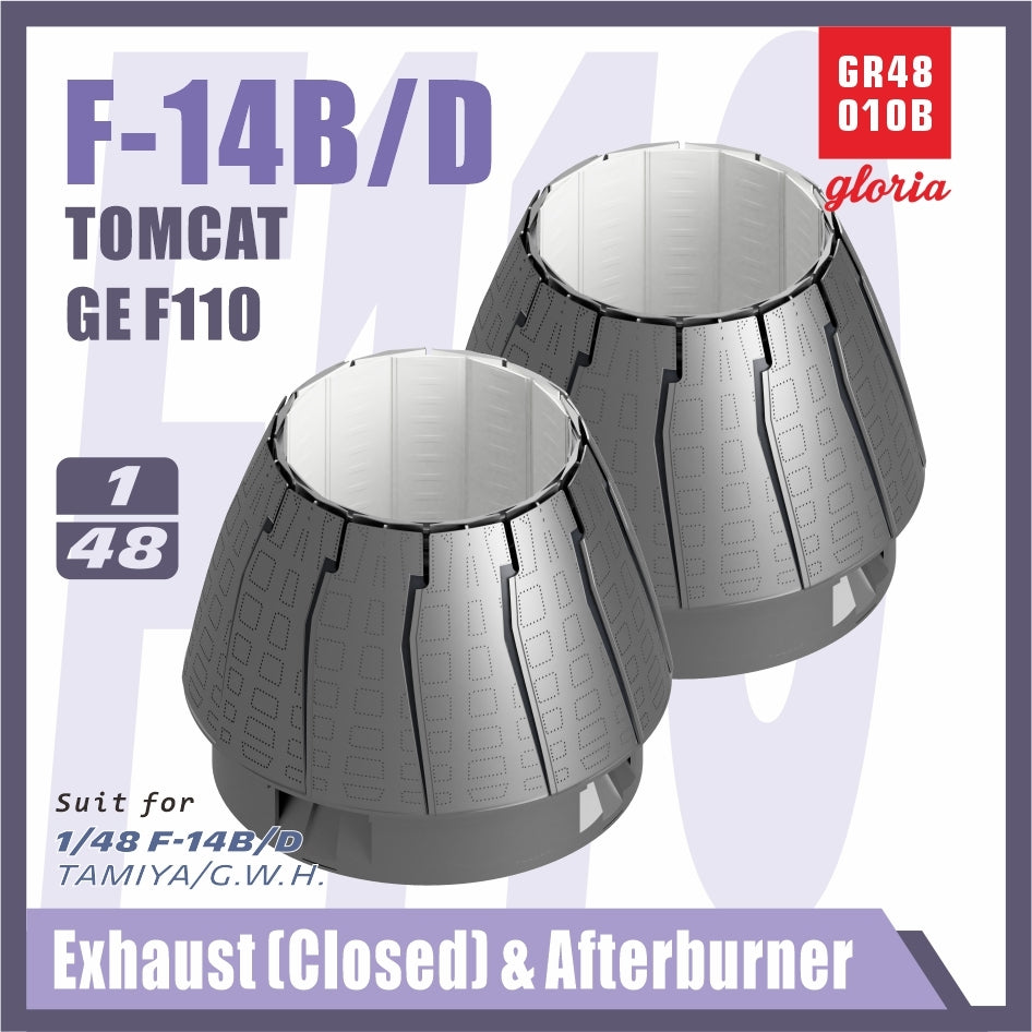 Gloria GR48010B F-14B/D F110-GE-400 Tuyère d&amp;#39;échappement et postcombustion FERMÉES TAMIYA/GWH 1/48