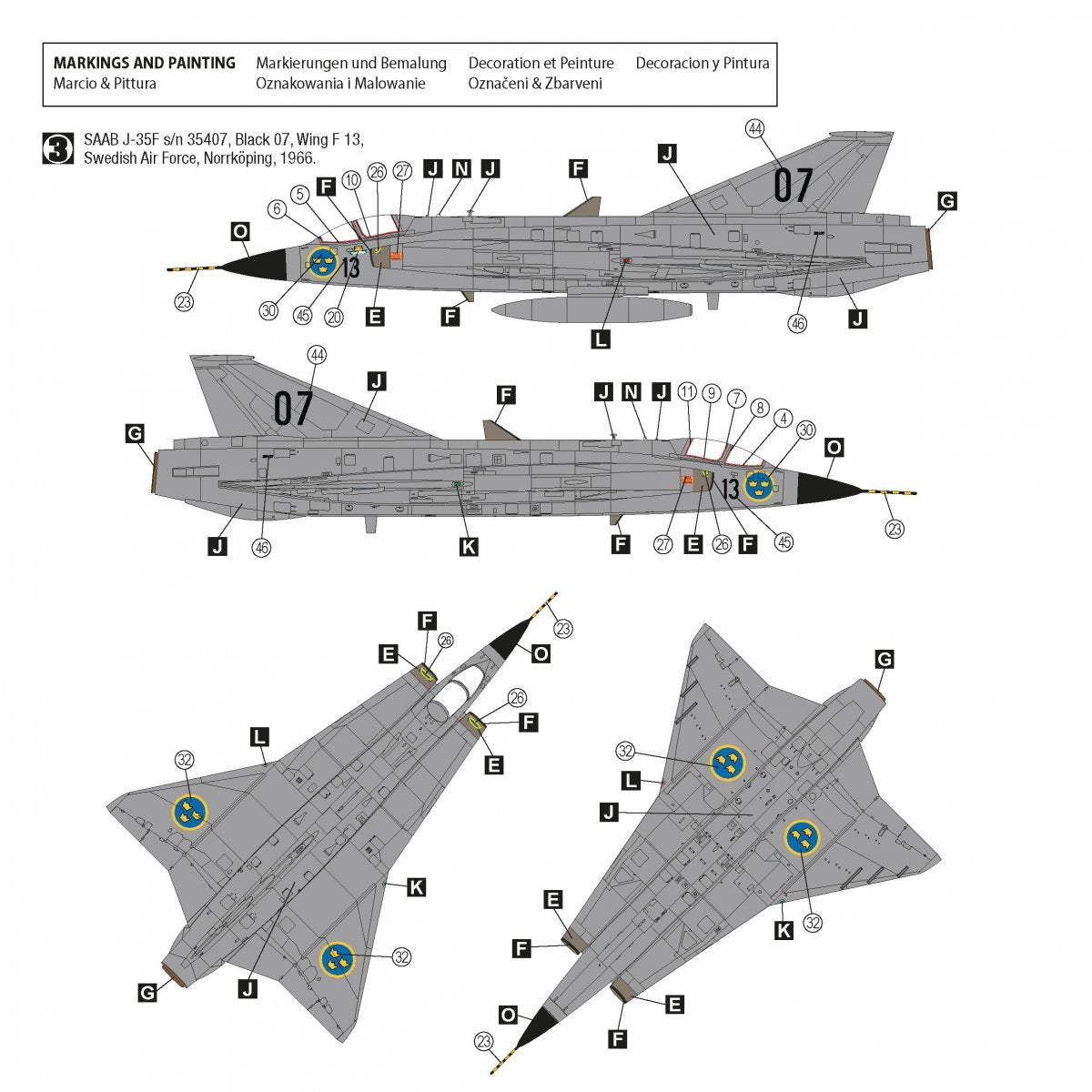 Hobby 2000 72055 Saab J-35F Draken ( HASEGAWA + CARTOGRAF + MASKI ) 1/72 – Bild 3