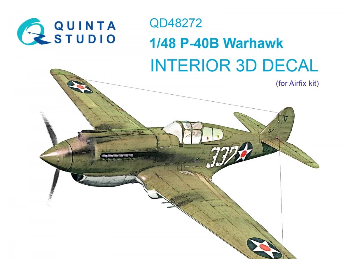 Quinta Studio QD48272 P-40B 3D-Printed & coloured Interior on decal paper (Airfix) 1/48