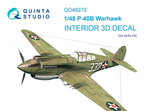 Quinta Studio QD48272 P-40B 3D-Printed &amp;amp; coloured Interior on decal paper (Airfix) 1/48