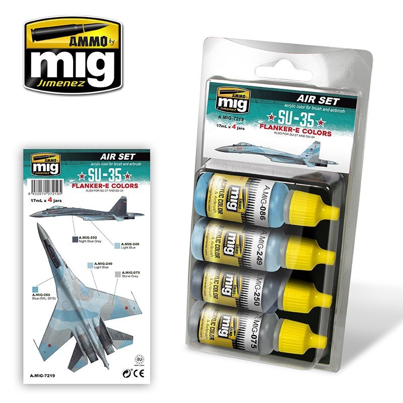 Munitions de Mig Jiminez 7219 SU-35 FLANKER-E COLOURS 4x17ml