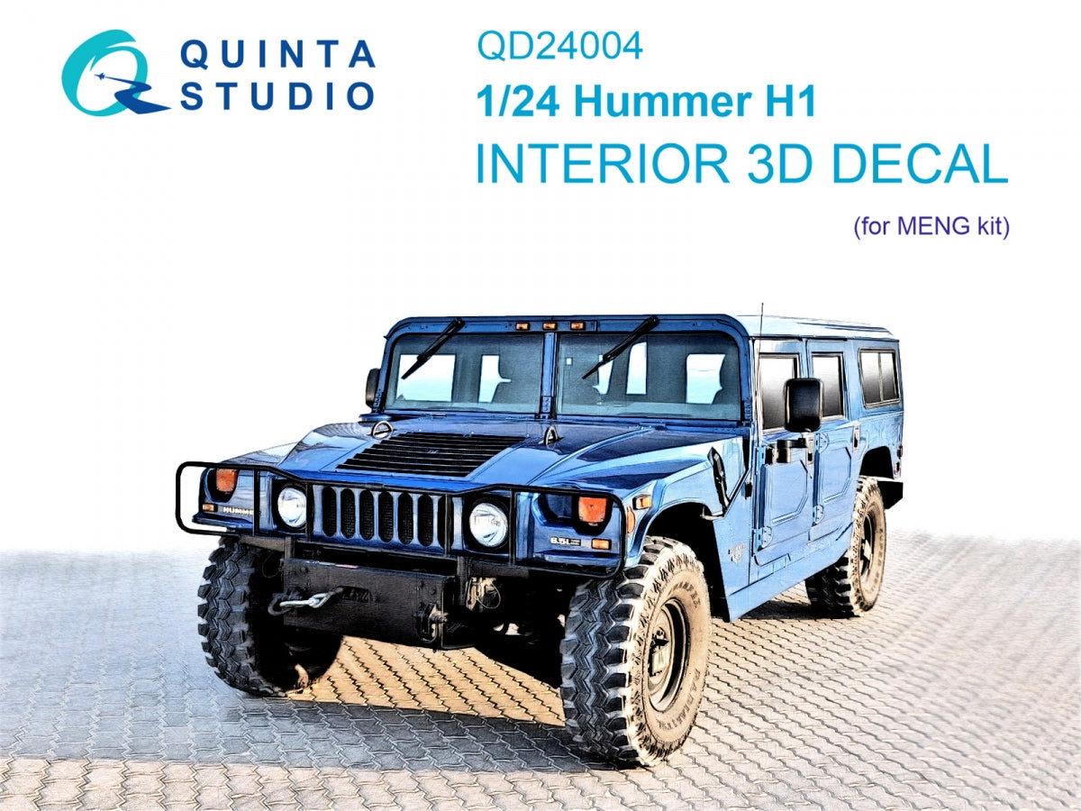 Quinta Studio QD24004 Hummer H1 3D-Printed &amp;amp; colored Interior on decal paper (MENG) 1/24