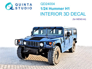 Quinta Studio QD24004 Hummer H1 3D-Printed &amp;amp; colored Interior on decal paper (MENG) 1/24