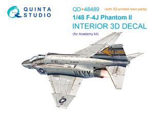 Intérieur imprimé en 3D et coloré sur papier décalcomanie (Academy) du F-4J Phantom II de Quinta Studio QD+48489 (avec pièces en résine imprimées en 3D) à l&amp;#39;échelle 1/48
