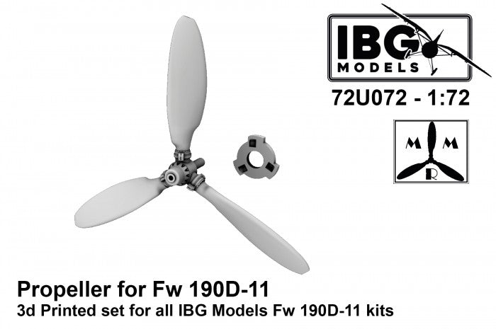 IBG 72U072 Propeller for Fw 190D-11 3d Printed set for all IBG Models Fw 190D-11 kits 1/72