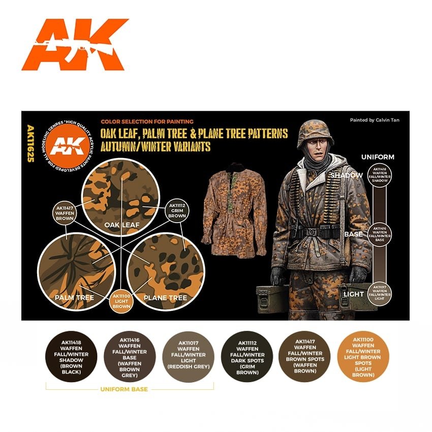 AK Interactive AK11625 OAK LEAF, PALM TREE &amp;amp; PLANE TREE PATTERNS AUTUMN/WINTER VARIANTS – immagine 2