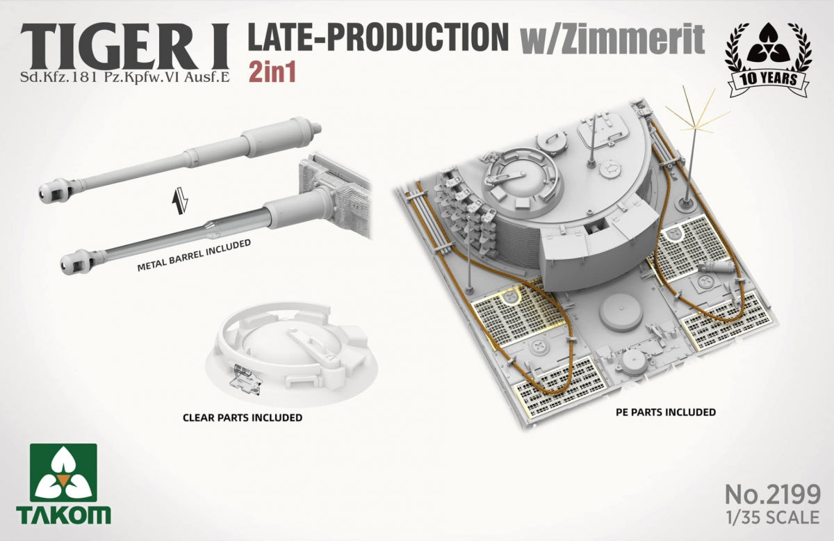 Takom 2199 Tiger I Production tardive avec zimmerit Sd.Kfz. 181 Pz.Kpfw. VIAusf. E (commande tardive/tardive) 1/35 – image 7
