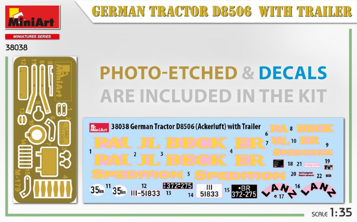 MiniArt 38038 German Tractor D8506 with trailer 1/35 – image 3
