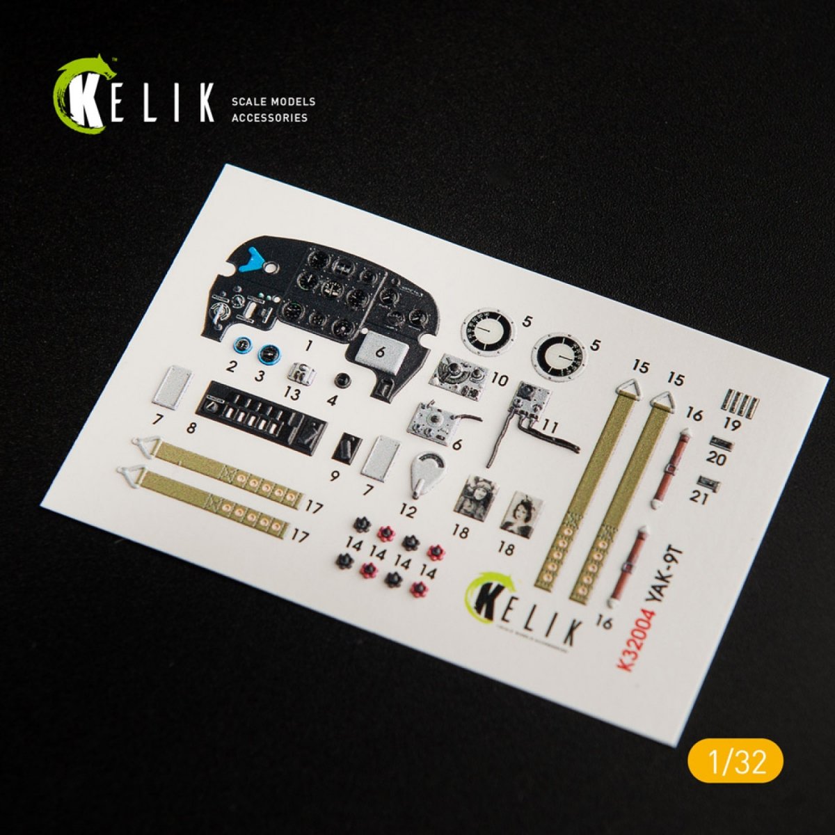 KELIK K32004 YAK-9T INTERIOR 3D DECALS FOR ICM KIT 1/32