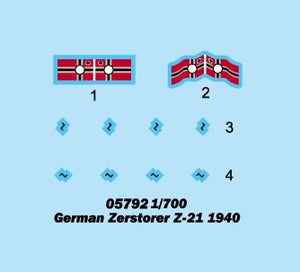 Trumpeter 05792 German Zerstorer Z-21 1940 1/700 – image 3