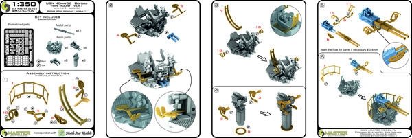 Master SM-350-091 USN 40 mm/56 Bofors twin mount ver.1 / with Mk-51 director - (resin, PE and turned parts) - (6pcs) 1/350 – zdjęcie 10