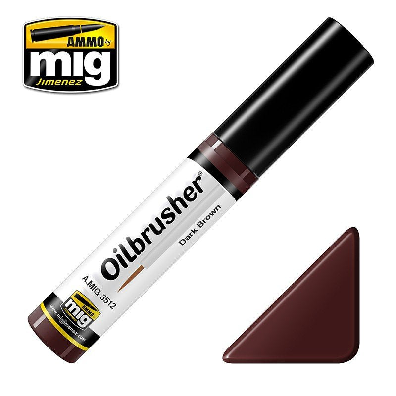 AMMO de Mig Jimenez 3512 Oilbrusher MARRON FONCÉ - peinture à l&amp;#39;huile avec pinceau