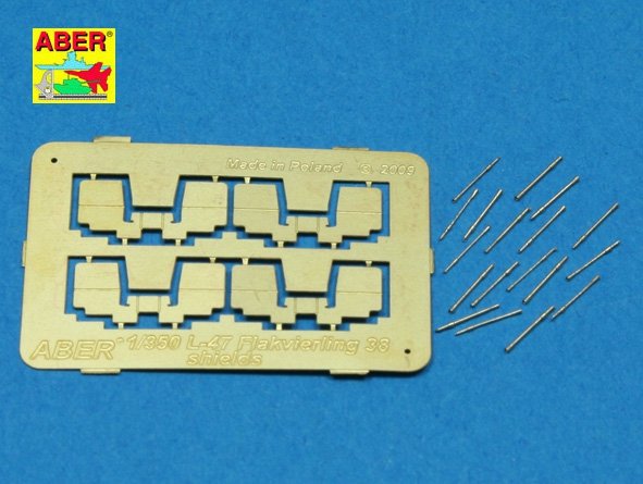 Aber 350L-47 Set of 16 pcs 2cm barrels for German Flakvierling 38 with shields 1/350