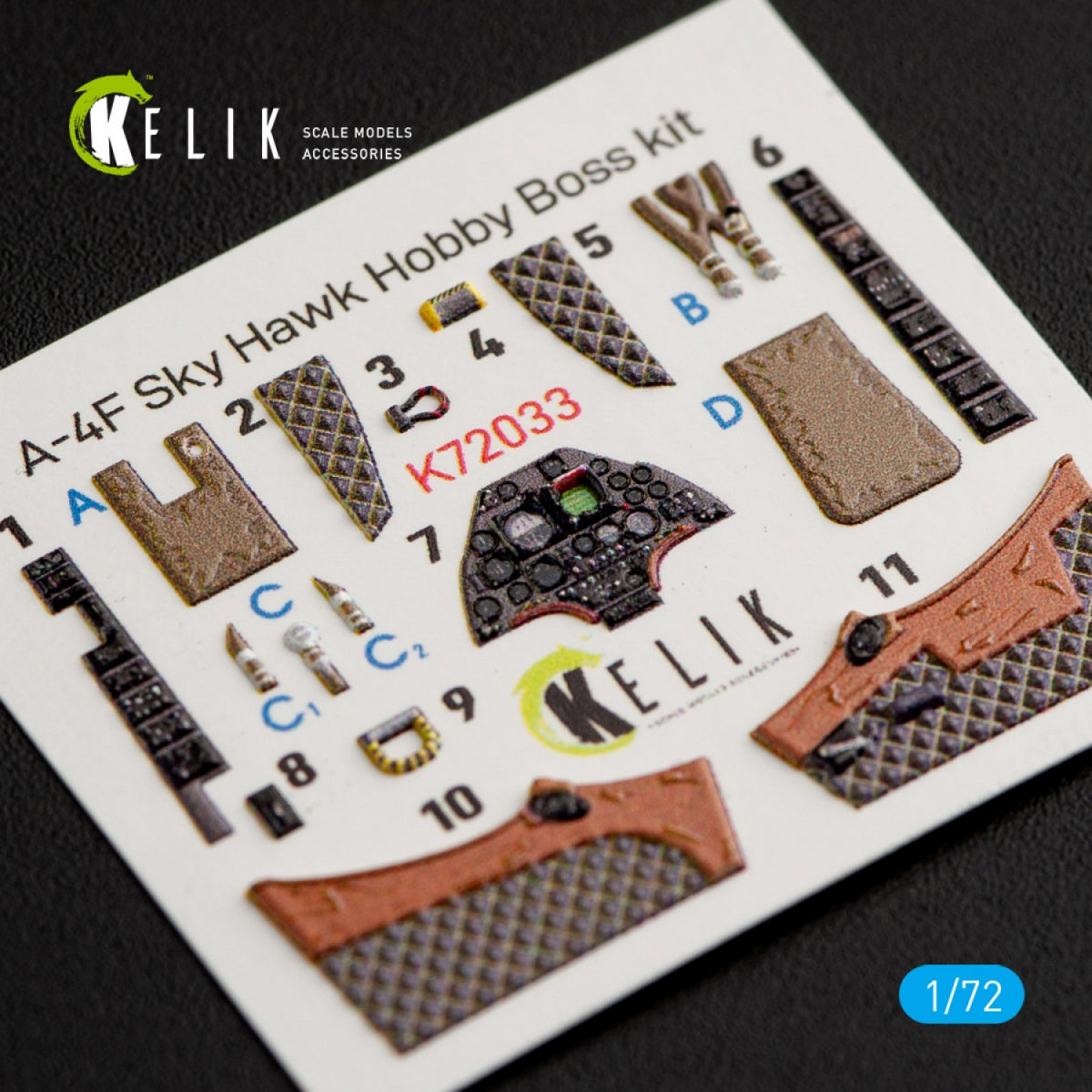 KELIK K72033 A-4F &amp;quot;SKYHAWK&amp;quot; INTERIOR 3D DECALS FOR HOBBYBOSS KIT 1/72