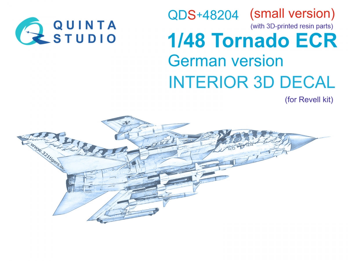 Quinta Studio QDS+48204 Tornado ECR German 3D-Printed &amp;amp; colored Interior on decal paper (Revell) (small version) (with 3D-printed resin parts) 1/48
