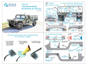 Quinta Studio QD35154 Humvee family 3D-Printed &amp;amp; colored Interior on decal paper (ICM) 1/35 – image 2