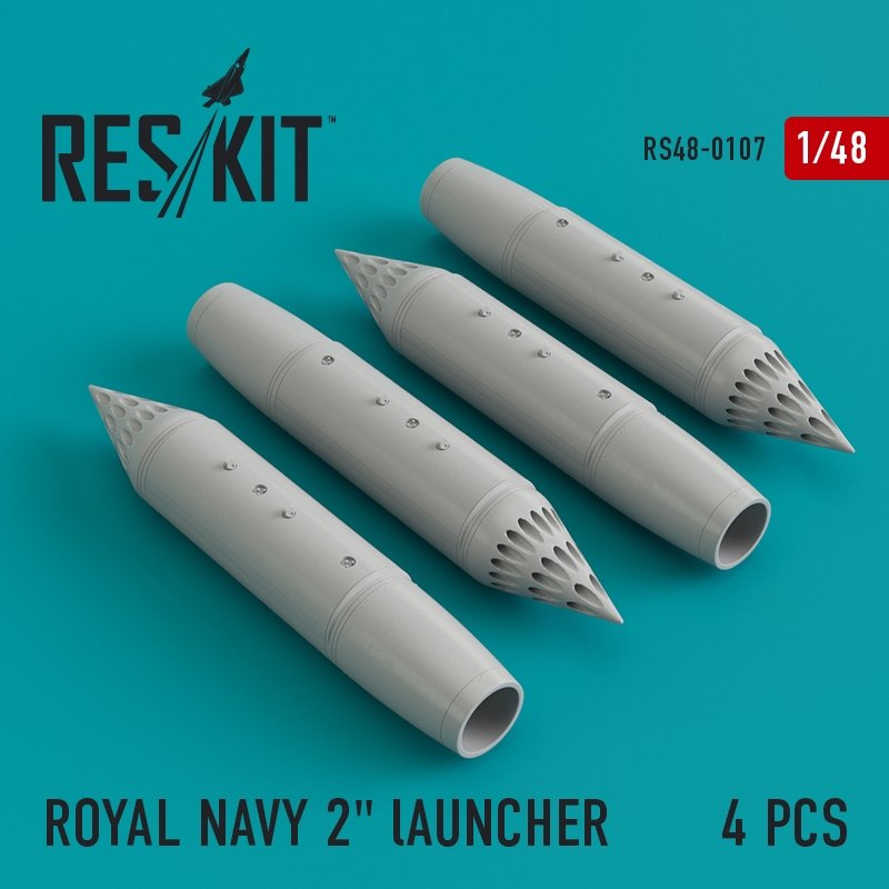 RESKIT RS48-0107 LANCEUR DE 2" DE LA MARINE ROYALE (4 pièces) 1/48 