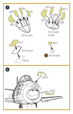Clear Prop! CPA48049 F-86A double-sided painting mask on &amp;quot;yellow kabuki paper&amp;quot; for CP kits 1/48 – Bild 4