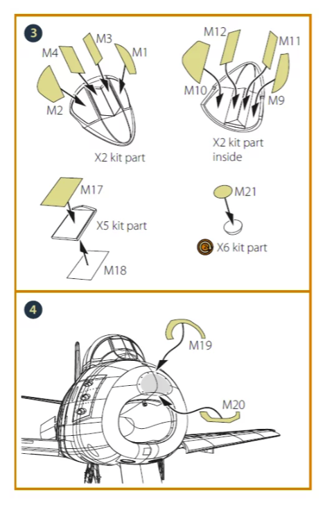 Clear Prop! CPA48049 F-86A double-sided painting mask on &amp;quot;yellow kabuki paper&amp;quot; for CP kits 1/48 – Bild 4