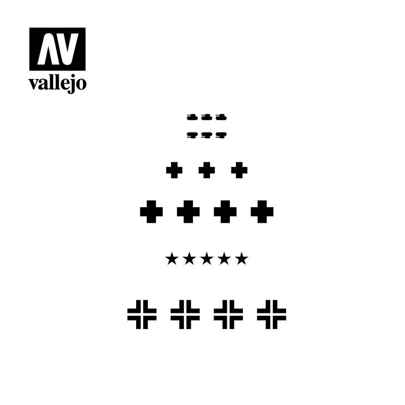 Vallejo ST-AFV001 Assorted German WWII Tank Markings Stencil 1/35 – immagine 2