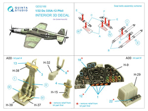 Quinta Studio QD32166 Do 335A-12 3D-Printed &amp;amp; coloured Interior on decal paper (Zoukei-Mura) 1/32 – immagine 2
