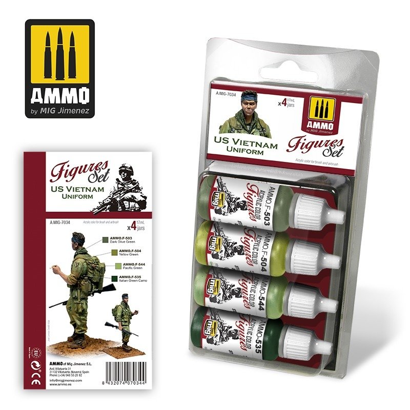 Ammo of Mig 7034 US VIETNAM UNIFORMS SET 4x17ml