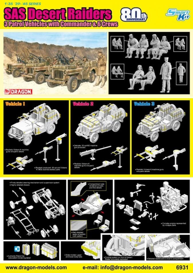 Dragon 6931 Unité de camion SAS 4x4 avec commandant et équipage (80e anniversaire du SAS) 1/35