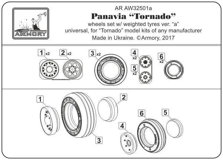 Armory Models AW32501a Panavia Tornado wheels, w/ tyres type “a” (DL) 1/32 – Bild 6