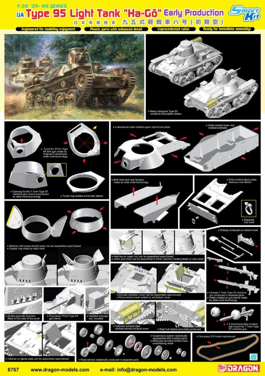 Dragon 6767 Imperial Japanese Army Type 95 Light Tank &amp;quot;Ha-Go&amp;quot; Early Production 1/35 – Bild 3