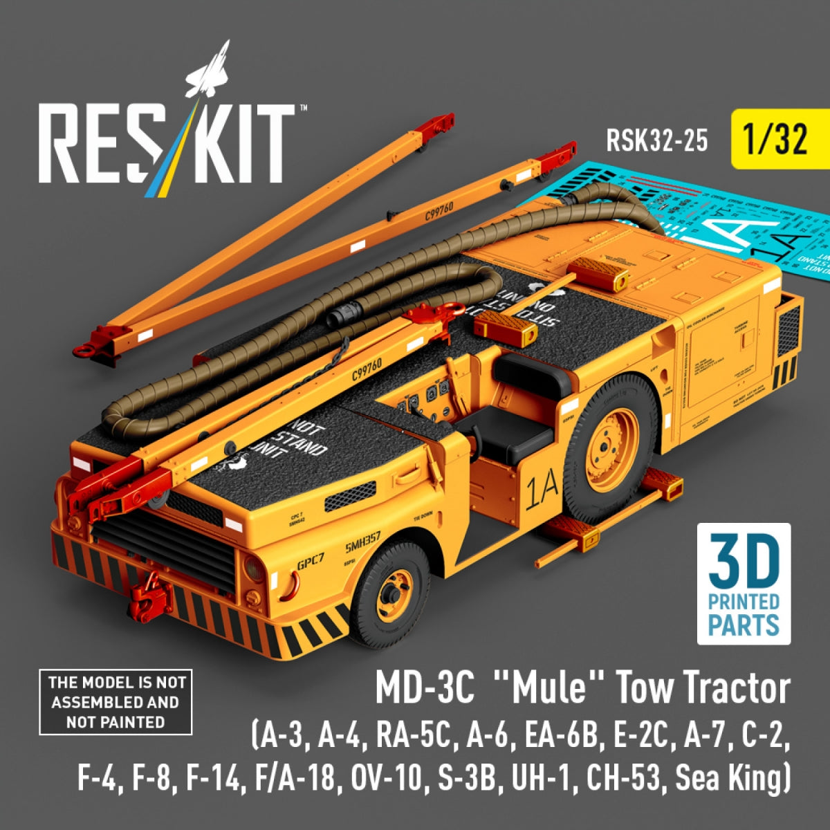 RESKIT RSK32-0025 MD-3С "Mule" Tow Tractor (3D Printed model kit) 1/32