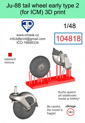 Omask 104818 Ju-88 tail wheel early type 2 3D print (for ICM) 1/48 – immagine 2