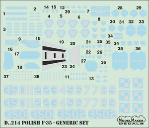 Décalcomanies ModelMaker D48214 F-35 polonais génériques, échelle 1/48 – image 2