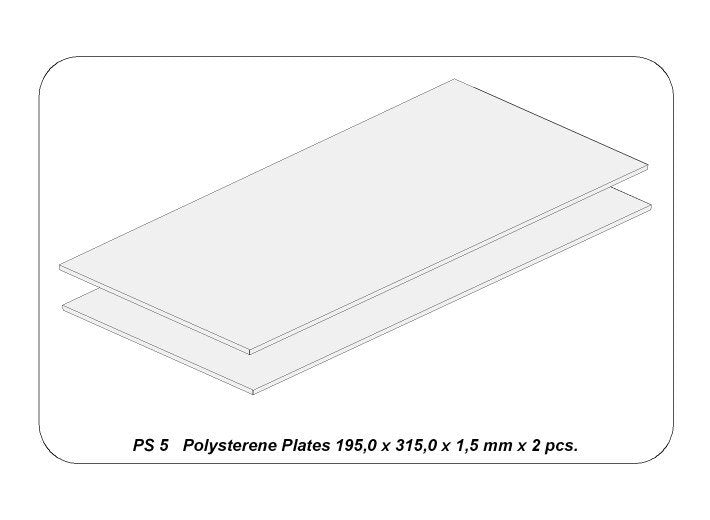 Aber PS-5 Płyty z białego polistyrenu 195 x 315 x 1,50 po 2 szt. / Polystyrene plates 195 x 315 x 1,50 mm x 2 pcs. – Bild 2