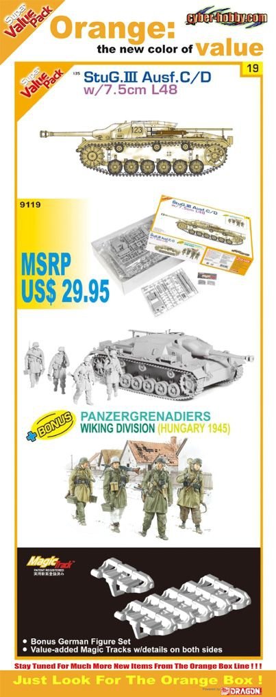 Cyber Hobby 9119 StuG. III Ausf.C/D w/7.5cm L48 With bonus German figure set and Magic Tracks 1/35 – imagen 2