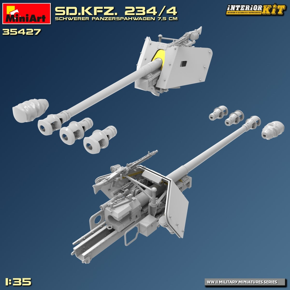 MiniArt 35427 Sd.Kfz. 234/4 SCHWERER PANZERSPÄHWAGEN 7,5 cm. INTERIOR KIT 1/35 – Bild 17