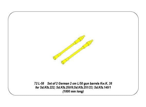 Aber 72L-58 Zestaw 2 luf do KwK 38 / Set of 2 gun barrels KwK 38 1/72 – zdjęcie 5