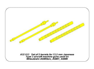 Aber A32013 Ensemble de 2 canons pour mitrailleuses d&amp;#39;avion japonaises Type 3 de 13,2 mm utilisées sur Mitsubishi A6M5b/c, A6M7, A6M8 (1/32) – image 6