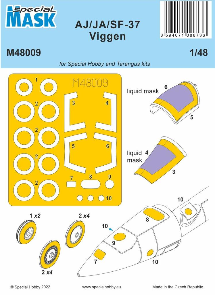 Special Hobby M48009 AJ/JA/SF-37 Viggen (pour kits Special Hobby et Tarangus) 1/48
