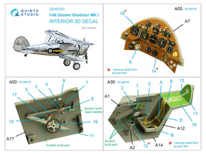 Quinta Studio QD48393 Gloster Gladiator MKI 3D-Printed &amp;amp; coloured Interior on decal paper (I Love Kit) 1/48 – Bild 2