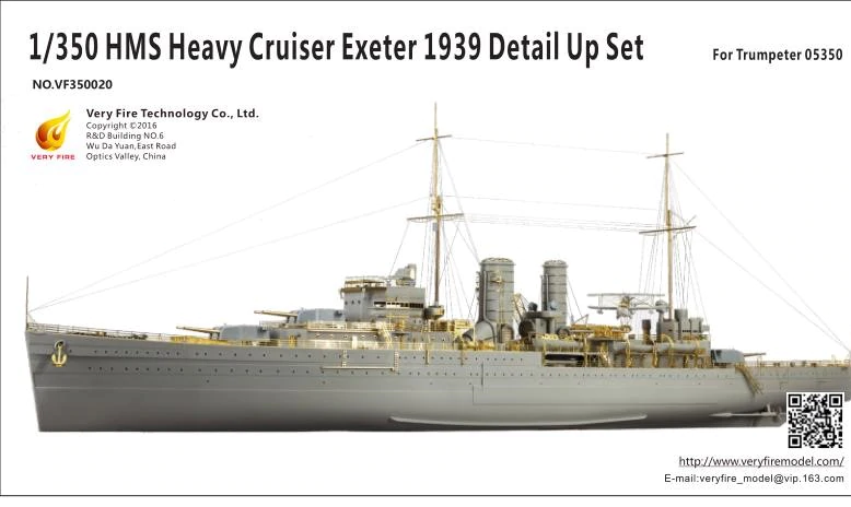 Very Fire VF350020 HMS Heavy Cruiser Exeter 1939 Detail Up Set for Trumpeter 05350 1/350