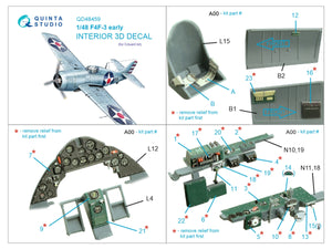Quinta Studio QD48459 F4F-3 early 3D-Printed coloured Interior on decal paper (Eduard) 1/48 – immagine 5