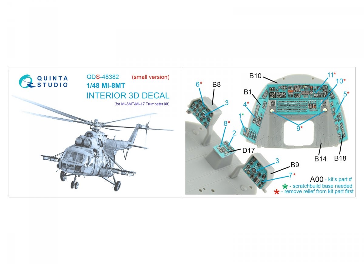 Quinta Studio QDS-48382 Mi-8MT 3D-Printed &amp;amp; coloured Interior on decal paper (Trumpeter) (Small version) 1/48 – Bild 2