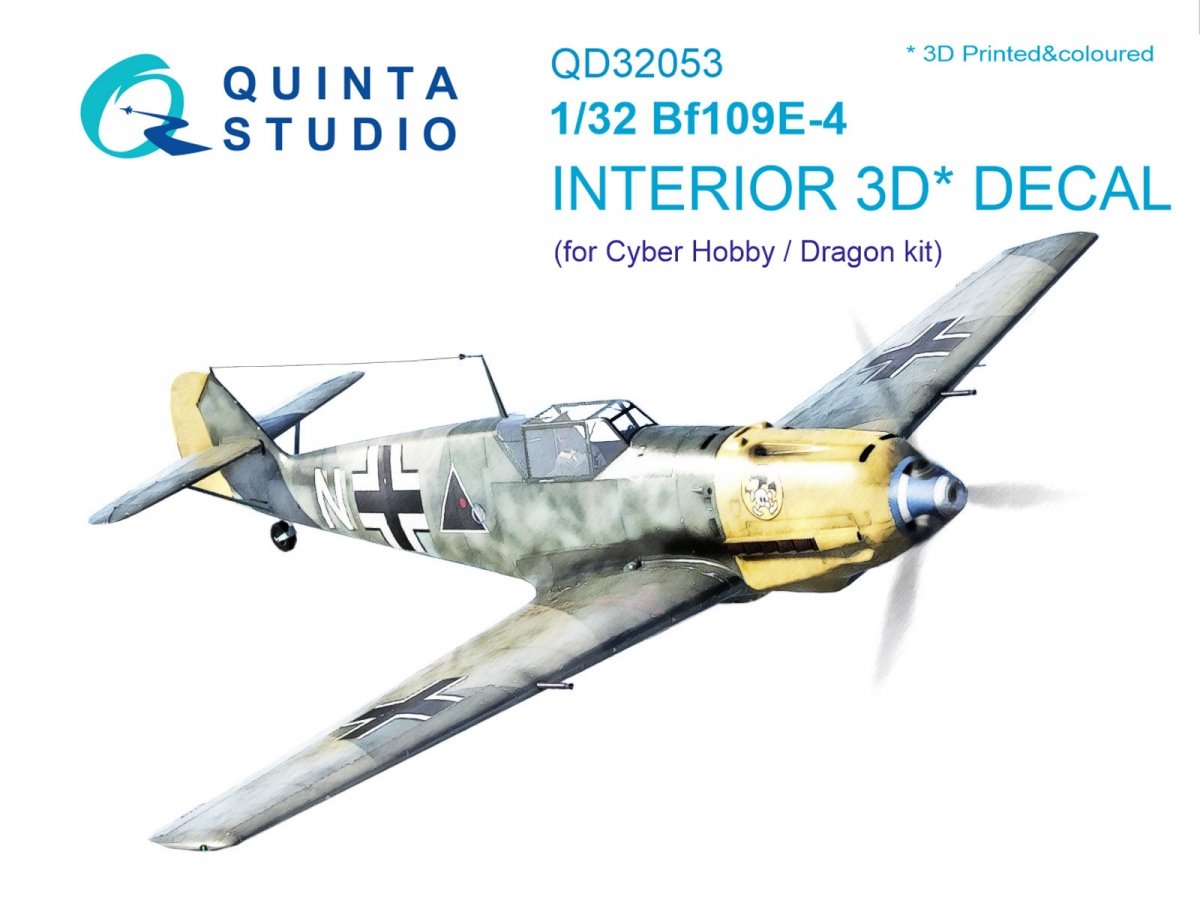 Quinta Studio QD32053 Bf 109E-4 3D-Printed & coloured Interior on decal paper (for Cyber-hobby/Dragon kit) 1/32